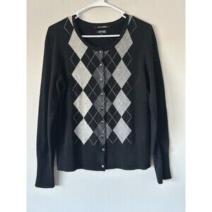 Apt 9 Argyle Cashmere Button Up Soft Sweater Size Small Tweed Preppy Academia